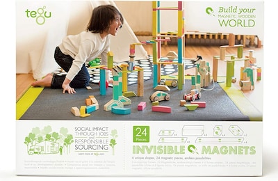 Foto 2 | Foto 2 | Juego De Bloques Magnéticos De Madera Tegu Blossom, 24 Piezas, De 1 A 99 Años - Venta Internacional.