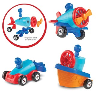 Foto 2 | Foto 2 | Recursos De Aprendizaje Sobre Juguetes 1-2-3 ¡constrúyelo! Coche, Barco, Avión, 15 Piezas - Venta Internacional.
