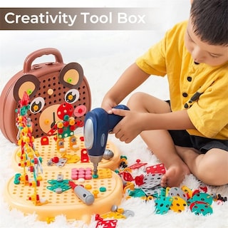Foto 3 | Foto 3 | Caja De Herramientas Magic Montessori Play Con Taladro Eléctrico Bear Brown - Venta Internacional.