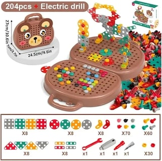 Foto 7 | Foto 7 | Caja De Herramientas Magic Montessori Play Con Taladro Eléctrico Bear Brown - Venta Internacional.
