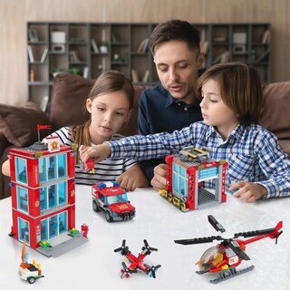 Foto 4 | Foto 4 | Set De Bloques De Construcción City Fire Station Con Camión De Bomberos Y Helicóptero - Venta Internacional.