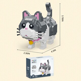 Foto 2 | Foto 2 | Juego De Bloques De Construcción Pet Cute Grey Cat 673 Piezas Para Niños Y Niñas - Venta Internacional.