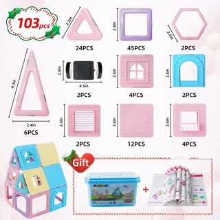 Foto 2 | Foto 2 | Juego De Bloques De Construcción Magnéticos Magblock 103 Piezas Para Más De 3 Años - Venta Internacional.