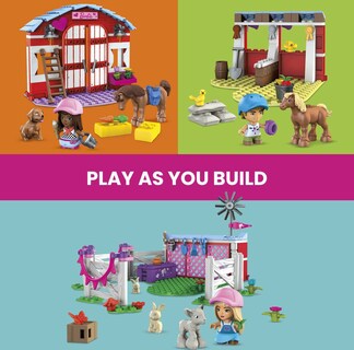 Foto 3 | Foto 3 | Set De Construcción De Juguetes Mega Barbie Pets Horse Con 3 Micromuñecas - Venta Internacional.