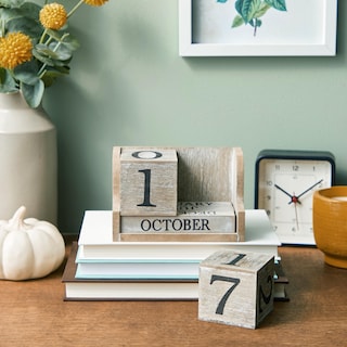 Foto 2 | Foto 2 | Calendario De Madera Con Bloques Perpetuos, Estilo Vintage De Juvale - Venta Internacional.