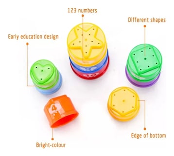 Foto 4 | Foto 4 | 10 Pcs Tazas Apilables Xtellar Juguete Montessori Educación Temprana