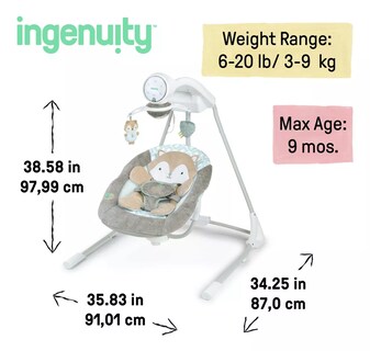 Foto 8 | Foto 8 | Columpio Ingenuity Inlighten Swing Mecedora para Bebé