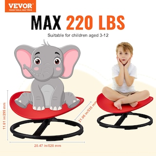 Foto 2 | Foto 2 | Silla Giratoria Vevor Kids Sensory Toy, 100 Kg De Capacidad, Color Rojo - Venta Internacional.