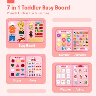 Foto 2 | Foto 2 | Juguetes Montessori De Busy Board Hahaland, Regalo Para Niñas De 2 Años, 7 En 1 - Venta Internacional.