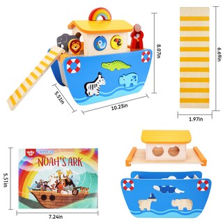 Foto 4 | Foto 4 | Toy Noah's Ark Kmtjt Para Niños Pequeños De Madera Con Historia Bíblica De 1 A 2 Años - Venta Internacional.