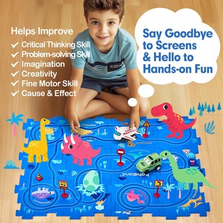 Foto 3 | Foto 3 | Set de Pista de Coche Puzzle Racer Hahaland Forma De Dinosaurio - Venta Internacional