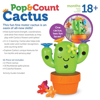 Foto 6 | Foto 6 | Recursos De Aprendizaje Juguetes Didácticos Carlos The Pop & Count Cactus Para Niños Pequeños - Venta Internacional.