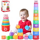 Vasos Apilables Moontoy, 11 Unidades, Para Bebés De 6 A 12 Meses Con Números - Venta Internacional.