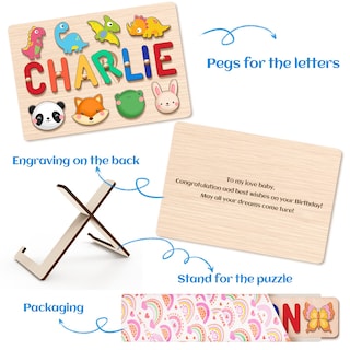 Foto 4 | Foto 4 | Puzzle De Nombres Personalizado Hhper Para Niños, Regalo De Primer Cumpleaños - Venta Internacional.