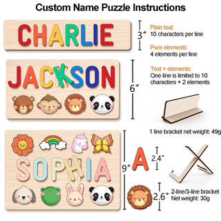 Foto 6 | Foto 6 | Puzzle De Nombres Personalizado Hhper Para Niños, Regalo De Primer Cumpleaños - Venta Internacional.