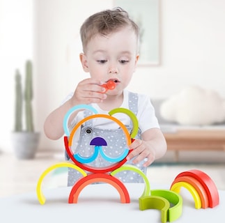 Foto 6 | Foto 6 | Set Genérico Rainbow Stack De Madera, 45 Piezas, Para Niños De Más De 3 Años - Venta Internacional.