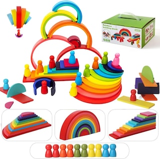 Foto 1 | Foto 1 | Set Genérico Rainbow Stack De Madera, 45 Piezas, Para Niños De Más De 3 Años - Venta Internacional.