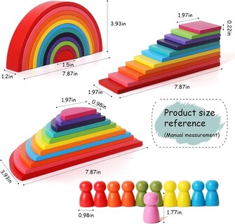 Foto 3 | Foto 3 | Set Genérico Rainbow Stack De Madera, 45 Piezas, Para Niños De Más De 3 Años - Venta Internacional.