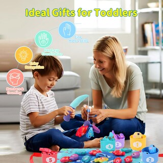 Foto 2 | Foto 2 | Juguete De Pesca De Tela Montessori De 1 A 3 Años Con Vasos Apilables - Venta Internacional.