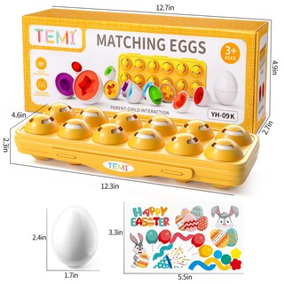 Foto 7 | Foto 7 | Sensory Montessori Toy Temi 12 Huevos De Juguete Con Soporte Para 1 A 3 Años - Venta Internacional.