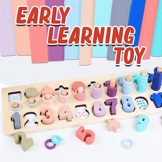 Foto 2 | Foto 2 | Bloques Educativos De Madera Para Rompecabezas Con Formas Y Números Cozybomb - Venta Internacional.