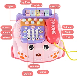 Foto 5 | Foto 5 | Teléfono Para Bebé Kimery Cartoon Baby Piano Music, Rosa Claro - Venta Internacional.