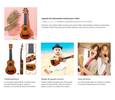 Foto 3 | Foto 3 | Guitarra Instrumento Musical De Juguete Pequeño, Naranja