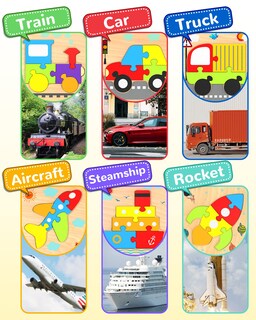 Foto 4 | Foto 4 | Venta Internacional - Puzles De Madera Para Niños Pequeños Yetonamr 6 Con Forma De Vehículo De 1 A 3 Años