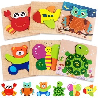 Foto 1 | Foto 1 | Venta Internacional - Rompecabezas De Madera Hrayipt Para Niños De 1 A 3 Años, Paquete De 6