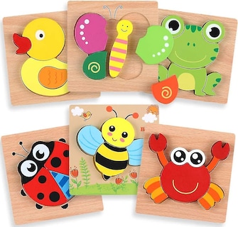 Foto 1 | Foto 1 | Venta Internacional - Juego De Rompecabezas De Madera Para Niños De 1 A 4 Años, 6 Unidades Apilables