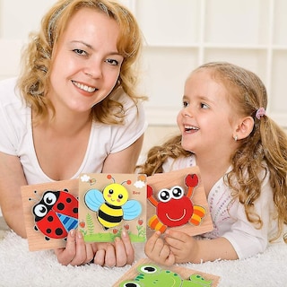 Foto 4 | Foto 4 | Venta Internacional - Juego De Rompecabezas De Madera Para Niños De 1 A 4 Años, 6 Unidades Apilables