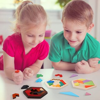 Foto 3 | Foto 3 | Juego De 3 Rompecabezas En Forma De Tangram Con Forma De Hexágono De Madera Jerify Para Todas Las Ed - Venta Internacional