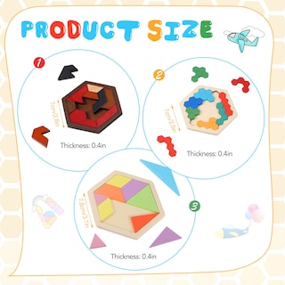 Foto 4 | Foto 4 | Juego De 3 Rompecabezas En Forma De Tangram Con Forma De Hexágono De Madera Jerify Para Todas Las Ed - Venta Internacional