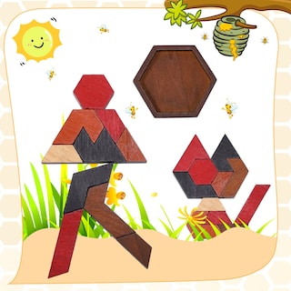 Foto 6 | Foto 6 | Juego De 3 Rompecabezas En Forma De Tangram Con Forma De Hexágono De Madera Jerify Para Todas Las Ed - Venta Internacional