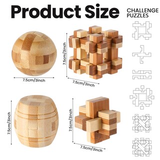 Foto 2 | Foto 2 | Juego de Rompecabezas Brain Teaser Tuanse 70 Piezas de Madera Y Metal - Venta Internacional