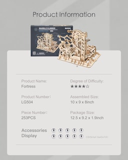 Foto 6 | Foto 6 | Puzle De Madera 3d Rokr Fortress Modelo Diy Juguete De Montaje Para Mayores De 14 Años - Venta Internacional