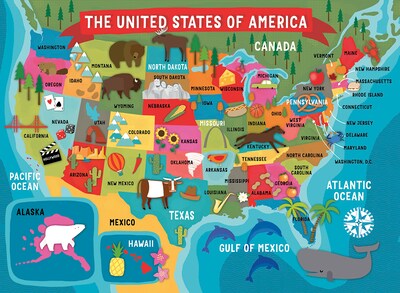 Foto 1 | Foto 1 | Rompecabezas Ceaco Con Mapa De Ee. Uu., 100 Piezas, Con Póster Adicional - Venta Internacional.