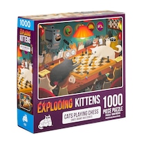 Rompecabezas Exploding Kittens Cats Jugando Al Ajedrez, 1000 Unidades - Venta Internacional.