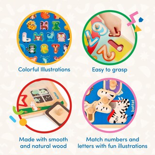 Foto 4 | Foto 4 | Rompecabezas De Madera Con Alfabeto Y Números Battat Puzzle N' Learn - Venta Internacional.