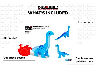 Foto 3 | Foto 3 | Pixel Art Puzzle Bricks Pix Brix Dinosaur Brachiosaurus - Venta Internacional.