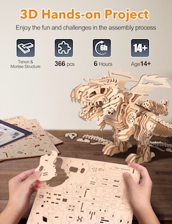 Foto 4 | Foto 4 | Rompecabezas 3D MIEBELY de Madera T-Rex que Camina y Ruge - Venta Internacional