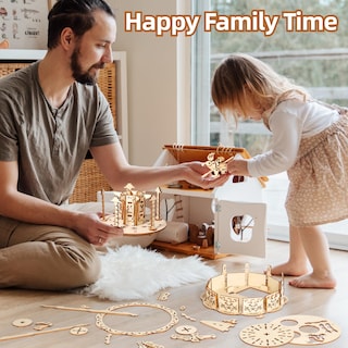 Foto 6 | Foto 6 | Puzles De Madera 3d Miebely Led Carrusel, Caja De Música Para Adultos Y Niños - Venta Internacional.