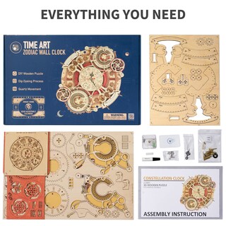 Foto 6 | Foto 6 | Kit De Modelo 3d De Reloj De Pared Rokr Zodiac Con Forma De Rompecabezas De Madera Para Adultos - Venta Internacional.