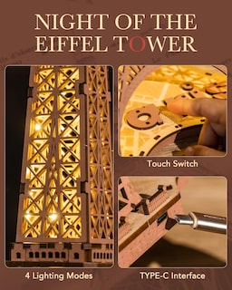 Foto 7 | Foto 7 | Kit De Maquetas De Rompecabezas 3d Rowood De La Torre Eiffel Con Led Para Adultos - Venta Internacional.