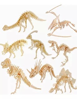 Foto 2 | Foto 2 | Set De 8 Rompecabezas Dinosaurios 3d Madera + Gratis Termo De Regalo Güish