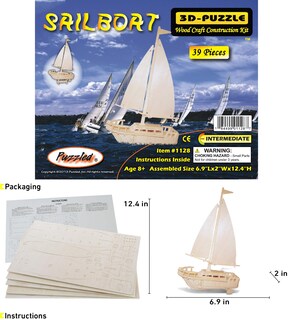 Foto 2 | Foto 2 | Maqueta 3d De Madera Con Forma De Rompecabezas De Madera, Rompecabezas, Bricolaje, 39 Piezas - Venta Internacional.