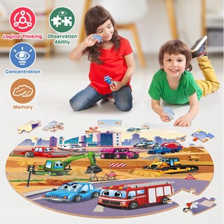 Foto 5 | Foto 5 | Puzzle De Suelo Synarry Vehicle, 70 Piezas, Para Niños De 3 A 8 Años - Venta Internacional.