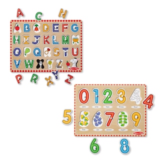 Foto 1 | Foto 1 | Puzzle Melissa & Doug Wooden Lift & See Peg Con El Alfabeto, Números - Venta Internacional.