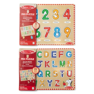 Foto 6 | Foto 6 | Puzzle Melissa & Doug Wooden Lift & See Peg Con El Alfabeto, Números - Venta Internacional.