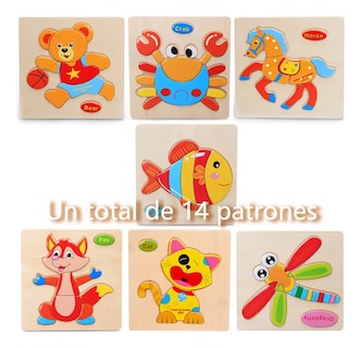 Foto 3 | Foto 3 | 14 Rompecabezas Tucson Figuras Surtidas Para Niños Pequeños Madera